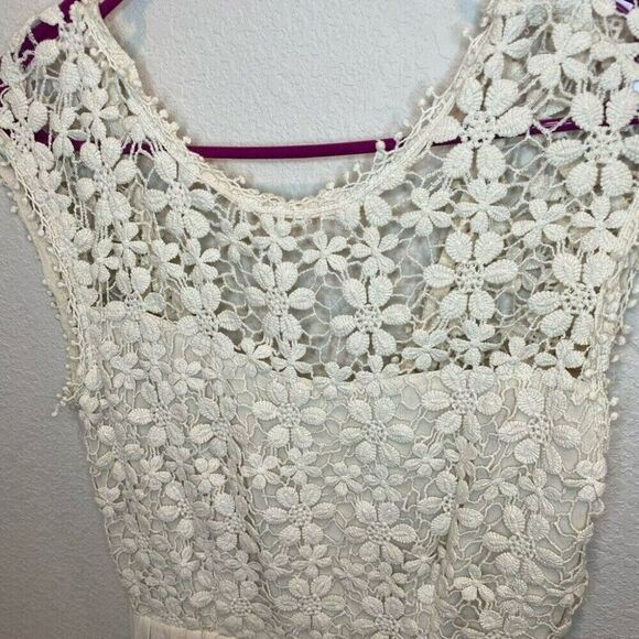 Women's Maxi Dress Gown Size Small Beige Tan Wedding Bridal Boho Neutral - Picture 4 of 10